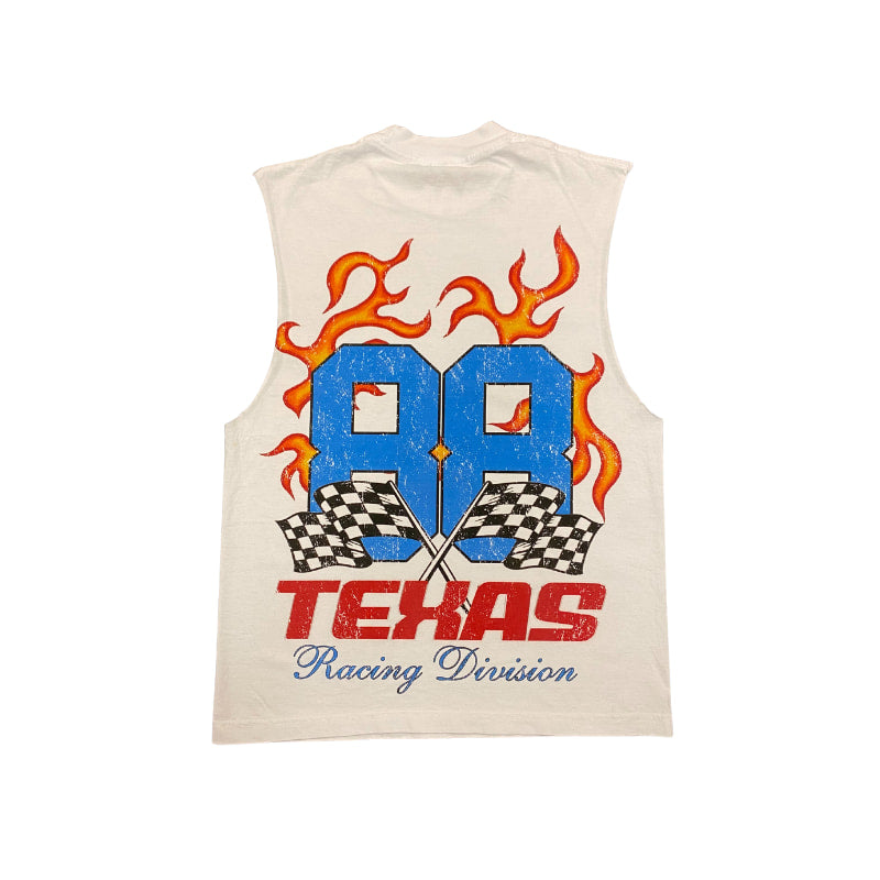 Texas Mxrch Sleeveless Racing Tee White